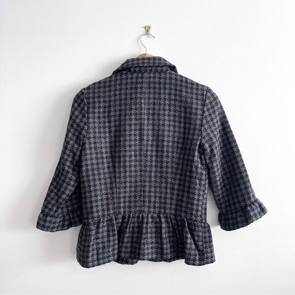 Mossimo Jacket Houndstooth Women's M Black Gray Silver Plaid Twill Blazer Lined - Picture 2 of 9
